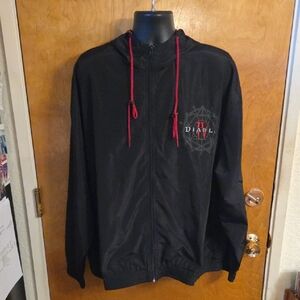 Diablo IV Black Zip-Up Windbreaker Jacket Size 2XL